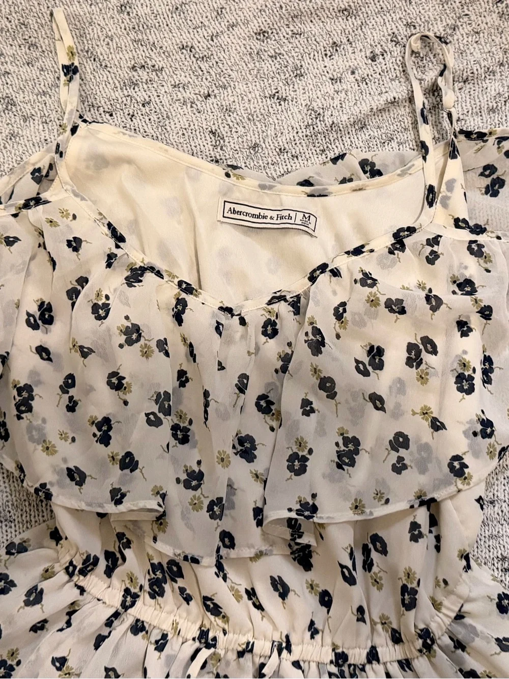 Abercrombie & Fitch Cream Maxi Dress with Black and Yellow Floral Print